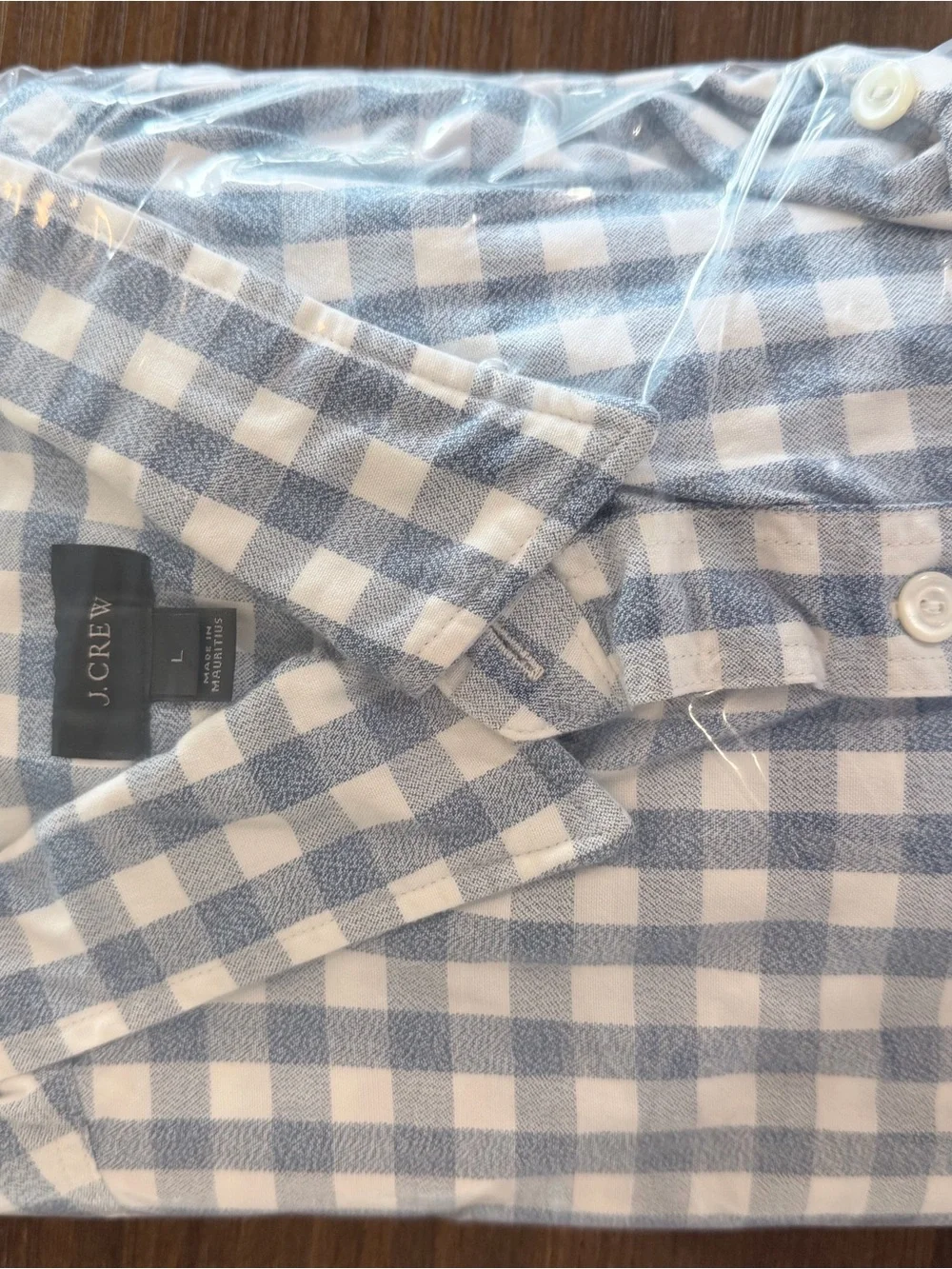 J.CREW Men's Long Sleeve Blue & White Plaid Size L